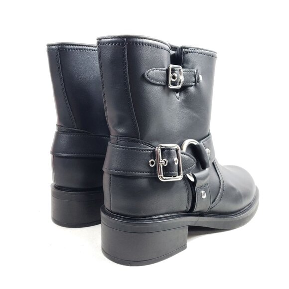 Womens Size 10 Black Harness Ankle Boots Black Faux Leather - Picture 4 of 9